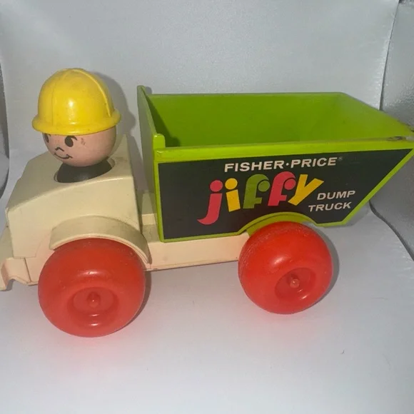 FISHER PRICE Jiffy Dump Truck PULL TOY #156 Vintage 1970 Little People Works - Picture 2 of 8